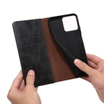 Custodia per telefono in pelle con trama di cavallo pazzo in cera d'olio, For iPhone 15 Pro, For iPhone 15 Plus, For iPhone 15
