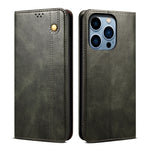 Custodia per telefono in pelle con trama di cavallo pazzo in cera d'olio, For iPhone 15 Pro, For iPhone 15 Plus, For iPhone 15