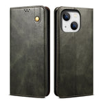 Custodia per telefono in pelle con trama di cavallo pazzo in cera d'olio, For iPhone 15 Pro, For iPhone 15 Plus, For iPhone 15