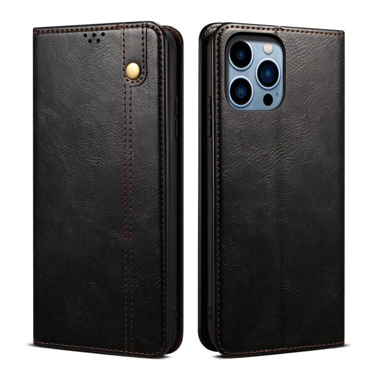 Custodia per telefono in pelle con trama di cavallo pazzo in cera d'olio, For iPhone 17e / 16e, For iPhone 16 Pro Max, For iPhone 16 Pro, For iPhone 16 Plus, For iPhone 16, For iPhone 15 Pro Max