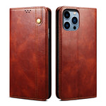 Custodia per telefono in pelle con trama di cavallo pazzo in cera d'olio, For iPhone 17e / 16e, For iPhone 16 Pro Max, For iPhone 16 Pro, For iPhone 16 Plus, For iPhone 16, For iPhone 15 Pro Max