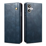 Custodia per telefono in pelle con trama di cavallo pazzo in cera d'olio, For iPhone 17e / 16e, For iPhone 16 Pro Max, For iPhone 16 Pro, For iPhone 16 Plus, For iPhone 16, For iPhone 15 Pro Max