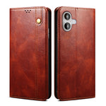 Custodia per telefono in pelle con trama di cavallo pazzo in cera d'olio, For iPhone 17e / 16e, For iPhone 16 Pro Max, For iPhone 16 Pro, For iPhone 16 Plus, For iPhone 16, For iPhone 15 Pro Max