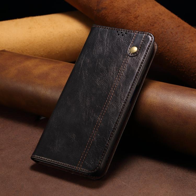 Custodia per telefono in pelle con trama di cavallo pazzo in cera d'olio, For iPhone 17e / 16e, For iPhone 16 Pro Max, For iPhone 16 Pro, For iPhone 16 Plus, For iPhone 16, For iPhone 15 Pro Max