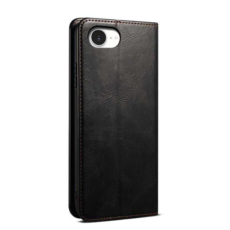 Custodia per telefono in pelle con trama di cavallo pazzo in cera d'olio, For iPhone 17e / 16e, For iPhone 16 Pro Max, For iPhone 16 Pro, For iPhone 16 Plus, For iPhone 16, For iPhone 15 Pro Max