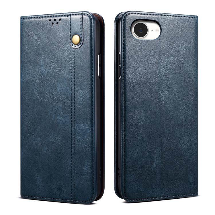 Custodia per telefono in pelle con trama di cavallo pazzo in cera d'olio, For iPhone 17e / 16e, For iPhone 16 Pro Max, For iPhone 16 Pro, For iPhone 16 Plus, For iPhone 16, For iPhone 15 Pro Max