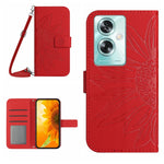 Skin Feel Custodia per telefono in pelle con flip in rilievo Sun Flower con cordino, For OPPO A78 4G, For OPPO A79 5G