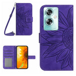 Skin Feel Custodia per telefono in pelle con flip in rilievo Sun Flower con cordino, For OPPO A78 4G, For OPPO A79 5G