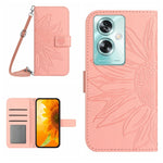Skin Feel Custodia per telefono in pelle con flip in rilievo Sun Flower con cordino, For OPPO Reno11 F 5G/F25 Pro 5G, For OPPO A18 / A38 4G