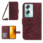 Skin Feel Custodia per telefono in pelle con flip in rilievo Sun Flower con cordino, For OPPO Reno11 F 5G/F25 Pro 5G, For OPPO A18 / A38 4G