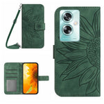 Skin Feel Custodia per telefono in pelle con flip in rilievo Sun Flower con cordino, For OPPO Reno11 F 5G/F25 Pro 5G, For OPPO A18 / A38 4G