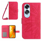 Skin Feel Custodia per telefono in pelle con flip in rilievo Sun Flower con cordino, For OPPO Reno12 5G Global, For OPPO A60 4G