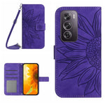 Skin Feel Custodia per telefono in pelle con flip in rilievo Sun Flower con cordino, For OPPO Reno12 F 5G Global, For OPPO Reno12 Pro 5G Global