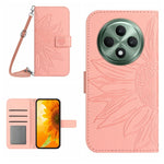Skin Feel Custodia per telefono in pelle con flip in rilievo Sun Flower con cordino, For OPPO Reno12 F 5G Global, For OPPO Reno12 Pro 5G Global