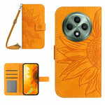 Skin Feel Custodia per telefono in pelle con flip in rilievo Sun Flower con cordino, For OPPO Reno12 F 5G Global, For OPPO Reno12 Pro 5G Global