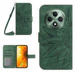 Skin Feel Custodia per telefono in pelle con flip in rilievo Sun Flower con cordino, For OPPO Reno12 F 5G Global, For OPPO Reno12 Pro 5G Global