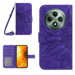 Skin Feel Custodia per telefono in pelle con flip in rilievo Sun Flower con cordino, For OPPO Reno12 F 5G Global, For OPPO Reno12 Pro 5G Global