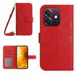 Skin Feel Custodia per telefono in pelle con flip in rilievo Sun Flower con cordino, For OPPO A3 4G Global / 5G Global, For OPPO A3x India