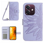 Skin Feel Custodia per telefono in pelle con flip in rilievo Sun Flower con cordino, For OPPO A3 4G Global / 5G Global, For OPPO A3x India