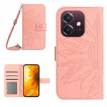 Skin Feel Custodia per telefono in pelle con flip in rilievo Sun Flower con cordino, For OPPO A3 4G Global / 5G Global, For OPPO A3x India