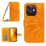 Skin Feel Custodia per telefono in pelle con flip in rilievo Sun Flower con cordino, For OPPO A3 4G Global / 5G Global, For OPPO A3x India