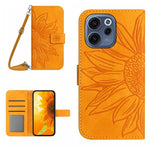 Skin Feel Custodia per telefono in pelle con flip in rilievo Sun Flower con cordino, For OPPO A6 5G Global / A6x 5G, For OPPO Reno15 F 5G Global