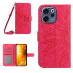 Skin Feel Custodia per telefono in pelle con flip in rilievo Sun Flower con cordino, For OPPO A6 5G Global / A6x 5G, For OPPO Reno15 F 5G Global