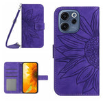 Skin Feel Custodia per telefono in pelle con flip in rilievo Sun Flower con cordino, For OPPO A6 5G Global / A6x 5G, For OPPO Reno15 F 5G Global