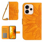 Skin Feel Custodia per telefono in pelle con flip in rilievo Sun Flower con cordino, For OPPO Reno15 Pro Max 5G Global, For OPPO Reno15 Pro 5G Global