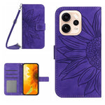 Skin Feel Custodia per telefono in pelle con flip in rilievo Sun Flower con cordino, For OPPO Reno15 Pro Max 5G Global, For OPPO Reno15 Pro 5G Global