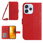 Skin Feel Custodia per telefono in pelle con flip in rilievo Sun Flower con cordino, For OPPO Reno15 5G Global, For OPPO A6 Pro 4G / 5G Global