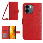 Skin Feel Custodia per telefono in pelle con flip in rilievo Sun Flower con cordino, For OPPO A6 5G Global / A6x 5G, For OPPO Reno15 F 5G Global