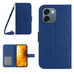 Skin Feel Custodia per telefono in pelle con flip in rilievo Sun Flower con cordino, For OPPO A6 5G Global / A6x 5G, For OPPO Reno15 F 5G Global