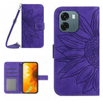 Skin Feel Custodia per telefono in pelle con flip in rilievo Sun Flower con cordino, For OPPO A6 5G Global / A6x 5G, For OPPO Reno15 F 5G Global