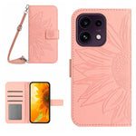 Skin Feel Custodia per telefono in pelle con flip in rilievo Sun Flower con cordino, For OPPO Reno16 F / Reno16 FS 5G, For OPPO Reno16 / Reno16 Pro 5G Global