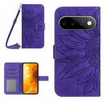 Skin Feel Custodia per telefono in pelle con flip in rilievo Sun Flower con cordino, For Google Pixel 11 Pro XL, For Google Pixel 11 Pro / 11
