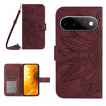 Skin Feel Custodia per telefono in pelle con flip in rilievo Sun Flower con cordino, For Google Pixel 11 Pro XL, For Google Pixel 11 Pro / 11
