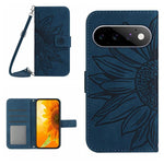 Skin Feel Custodia per telefono in pelle con flip in rilievo Sun Flower con cordino, For Google Pixel 11 Pro XL, For Google Pixel 11 Pro / 11