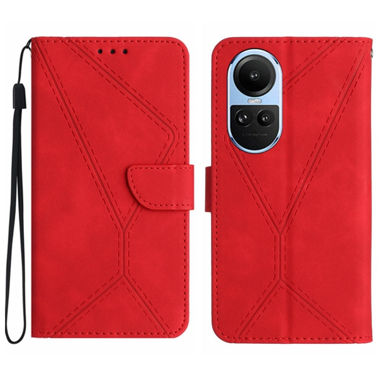 Custodia per telefono in pelle goffrata con cuciture, For OPPO Reno11 F 5G/F25 Pro 5G, For OPPO A18 / A38 4G, For OPPO A58 4G, For OPPO Reno10 Global / Reno10 Pro Global