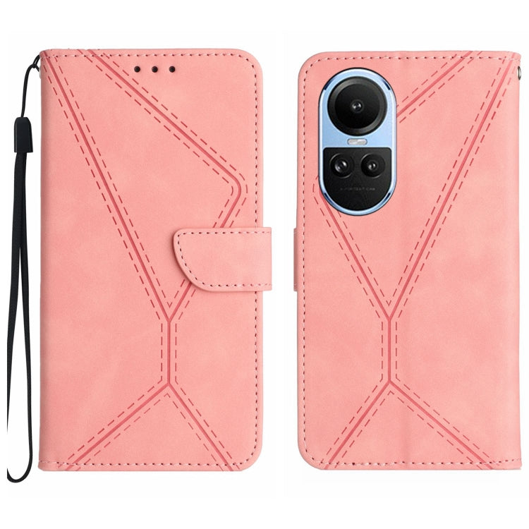 Custodia per telefono in pelle goffrata con cuciture, For OPPO Reno11 F 5G/F25 Pro 5G, For OPPO A18 / A38 4G, For OPPO A58 4G, For OPPO Reno10 Global / Reno10 Pro Global