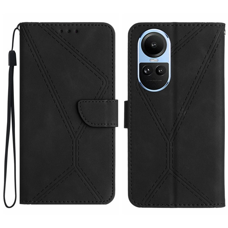 Custodia per telefono in pelle goffrata con cuciture, For OPPO Reno11 F 5G/F25 Pro 5G, For OPPO A18 / A38 4G, For OPPO A58 4G, For OPPO Reno10 Global / Reno10 Pro Global