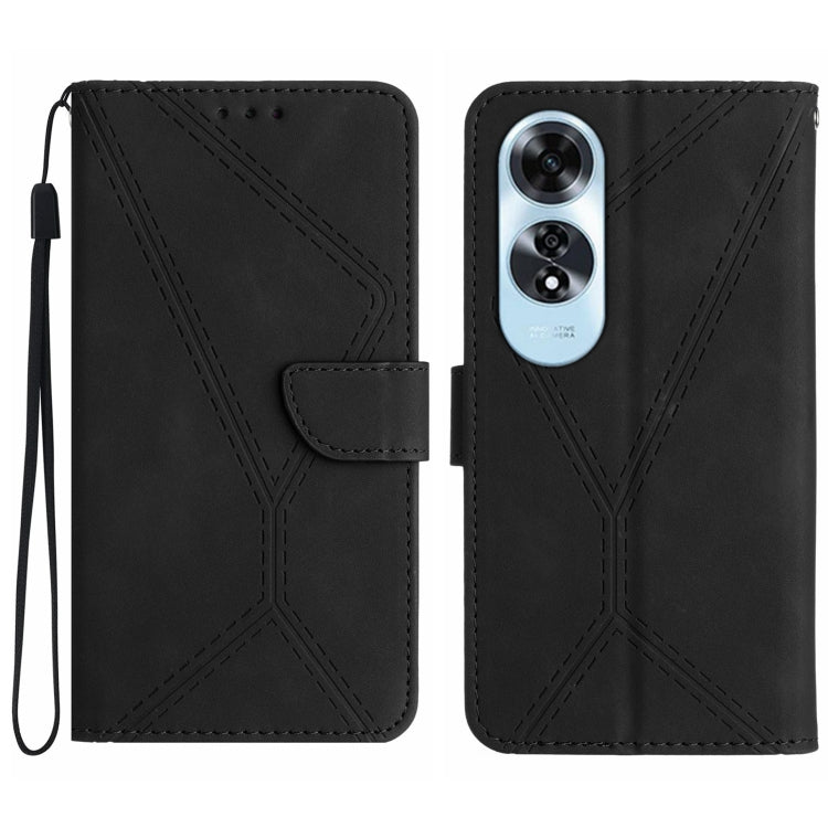 Custodia per telefono in pelle goffrata con cuciture, For OPPO Reno12 F 5G Global, For OPPO Reno12 Pro 5G Global, For OPPO Reno12 5G Global, For OPPO A60 4G