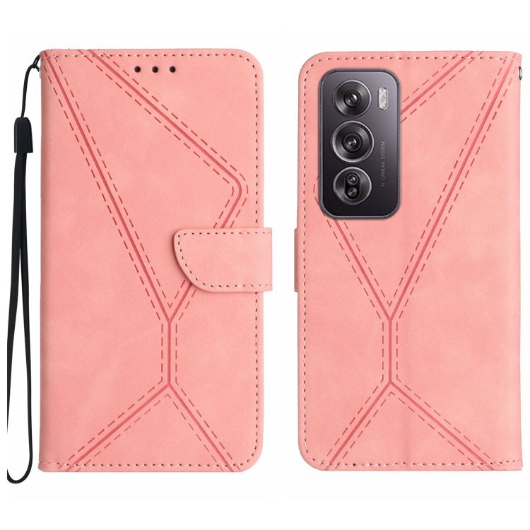 Custodia per telefono in pelle goffrata con cuciture, For OPPO Reno12 F 5G Global, For OPPO Reno12 Pro 5G Global, For OPPO Reno12 5G Global, For OPPO A60 4G