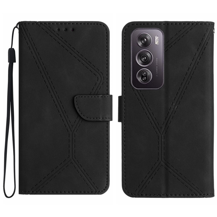 Custodia per telefono in pelle goffrata con cuciture, For OPPO Reno12 F 5G Global, For OPPO Reno12 Pro 5G Global, For OPPO Reno12 5G Global, For OPPO A60 4G