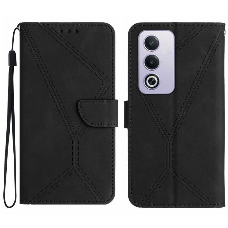 Custodia per telefono in pelle goffrata con cuciture, For OPPO A3 4G Global / 5G Global, For OPPO A3x India, For OPPO A80 EU / A3 Pro Global, For OPPO A3 Pro 5G India / K12x 5G Global