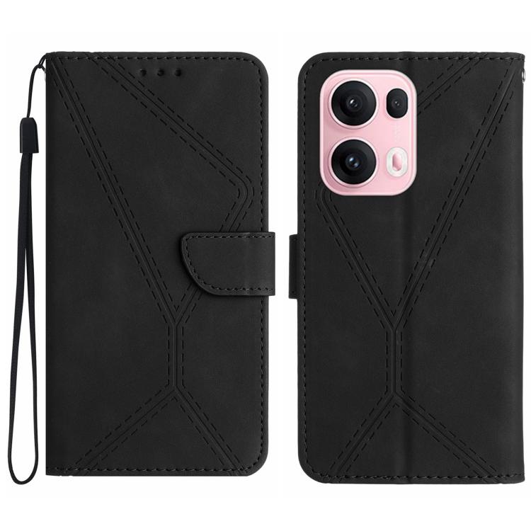 Custodia per telefono in pelle goffrata con cuciture, For OPPO A5 Pro 5G Global, For OPPO Reno13 Pro Global, For OPPO Reno13 Global, For OPPO Reno13 F 4G / 5G
