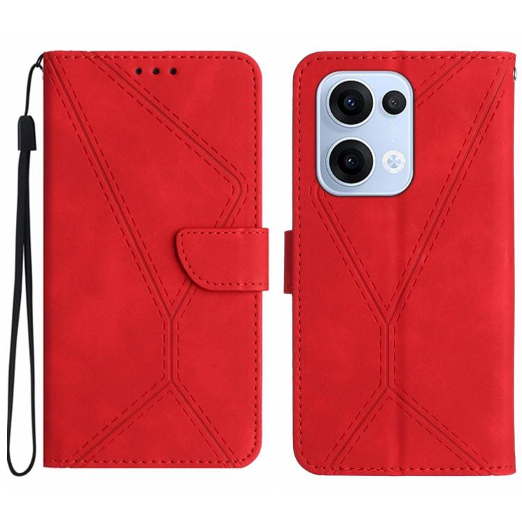 Custodia per telefono in pelle goffrata con cuciture, For OPPO A5 Pro 5G Global, For OPPO Reno13 Pro Global, For OPPO Reno13 Global, For OPPO Reno13 F 4G / 5G