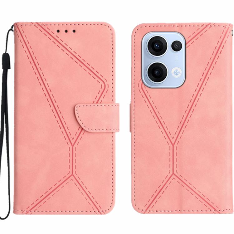 Custodia per telefono in pelle goffrata con cuciture, For OPPO A5 Pro 5G Global, For OPPO Reno13 Pro Global, For OPPO Reno13 Global, For OPPO Reno13 F 4G / 5G