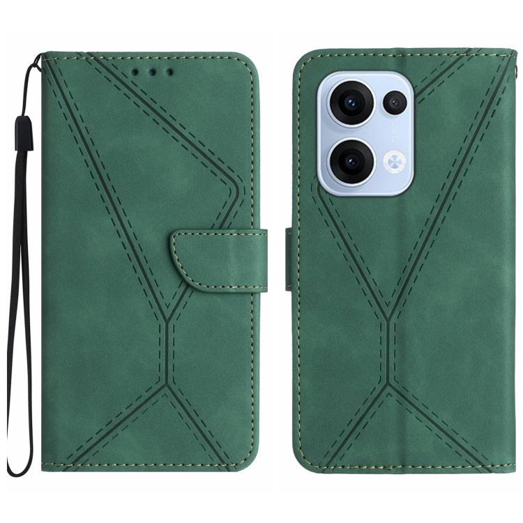 Custodia per telefono in pelle goffrata con cuciture, For OPPO A5 Pro 5G Global, For OPPO Reno13 Pro Global, For OPPO Reno13 Global, For OPPO Reno13 F 4G / 5G