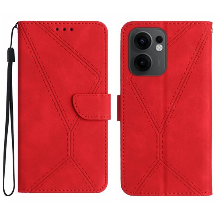 Custodia per telefono in pelle goffrata con cuciture, For OPPO A5 Pro 5G Global, For OPPO Reno13 Pro Global, For OPPO Reno13 Global, For OPPO Reno13 F 4G / 5G